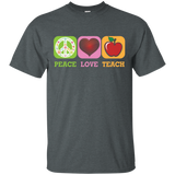 Peace Love Teach T-Shirt Teachers & Students Back to School_Black
