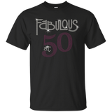 Womens 50 Birthday Fabulous Tee Shirt_Black