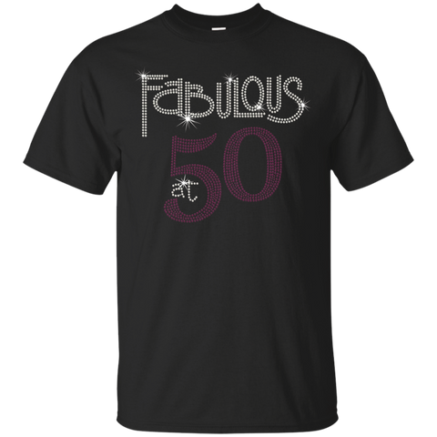 Womens 50 Birthday Fabulous Tee Shirt_Black