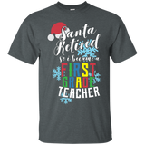 Santa Retired - First Grade Teacher Christmas Shirt_black=