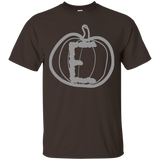 Letter E Pumpkin Name Initials Monogram T-shirt_black=