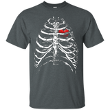 Skeleton Xray Rib Cage Bones Heart - Black Halloween T-Shirt_Black