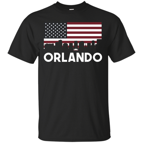 Orlando FL American Flag Skyline T-Shirt_Black