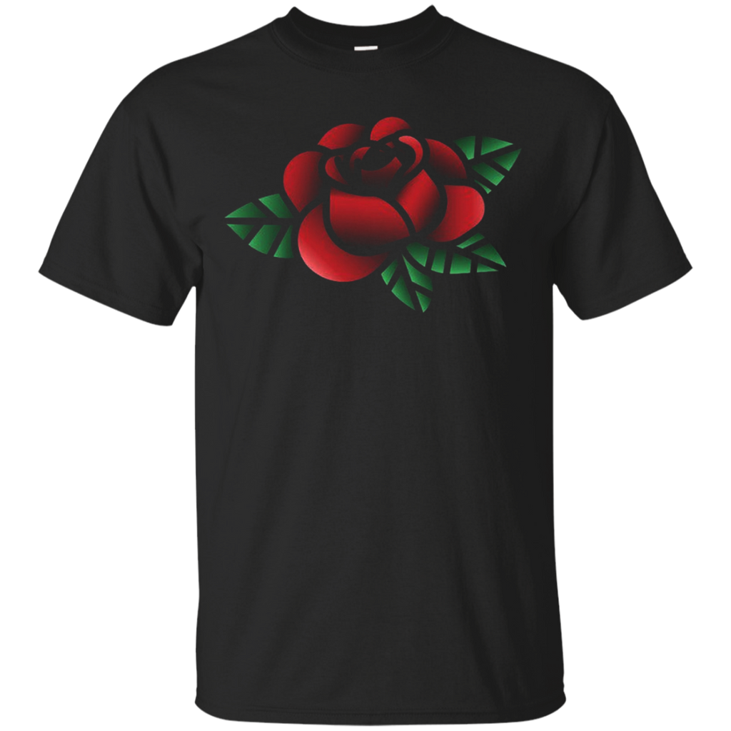 Rose Flower Casual Floral Graphic T-Shirt_Black