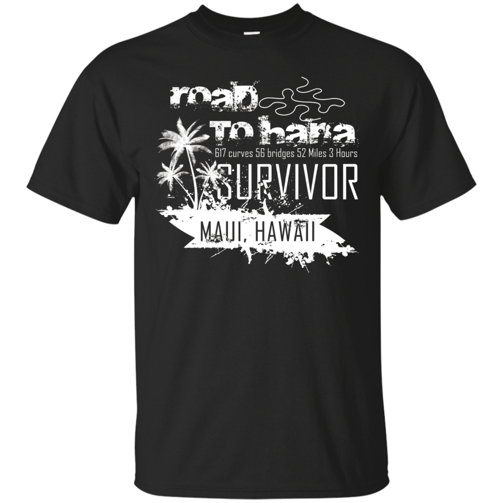 Road to Hana Survivor Maui Hawaii Tee Shirt_Black