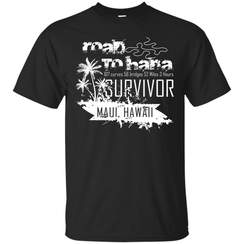 Road to Hana Survivor Maui Hawaii Tee Shirt_Black