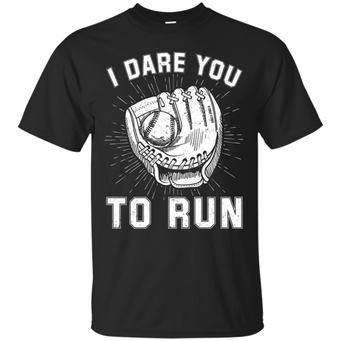 I Dare You To Run T-shirt Baseball Glove Vintage Old Style_black