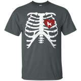 Skeleton Rib Cage T-Shirt with TEACUP CHIHUAHUA_Black