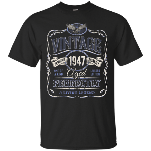 Vintage Premium Made In 1947 T-Shirt 70th Birthday Gift_Black