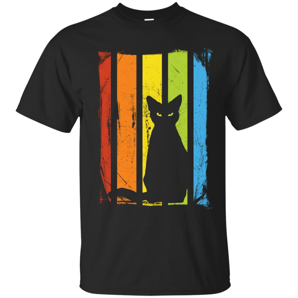 Rainbow Halloween Cat TShirt_Black