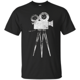 Retro Camera Cameraman Filmmaker Movie Director T Shirt Tee_Black