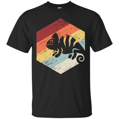 Retro Vintage Reptile Chameleon T-Shirt_Black