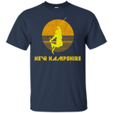 Retro New Hampshire T-Shirt Distressed Skiing Tee_Black