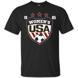 Us National Woman's Soccer T-shirt - Usa Shield 1985_black=