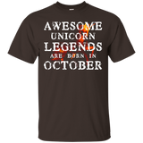 Unicorn Legends Born In October Birthday Shirt_black=