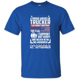 A Proud American Trucker Support Guns Troops Flag T Shirt_black