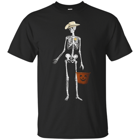 Trick Or Treat Cowboy Skeleton Halloween T-shirt_black=