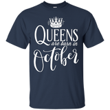 Womens Queens are Born in October Gift Shirt_Black