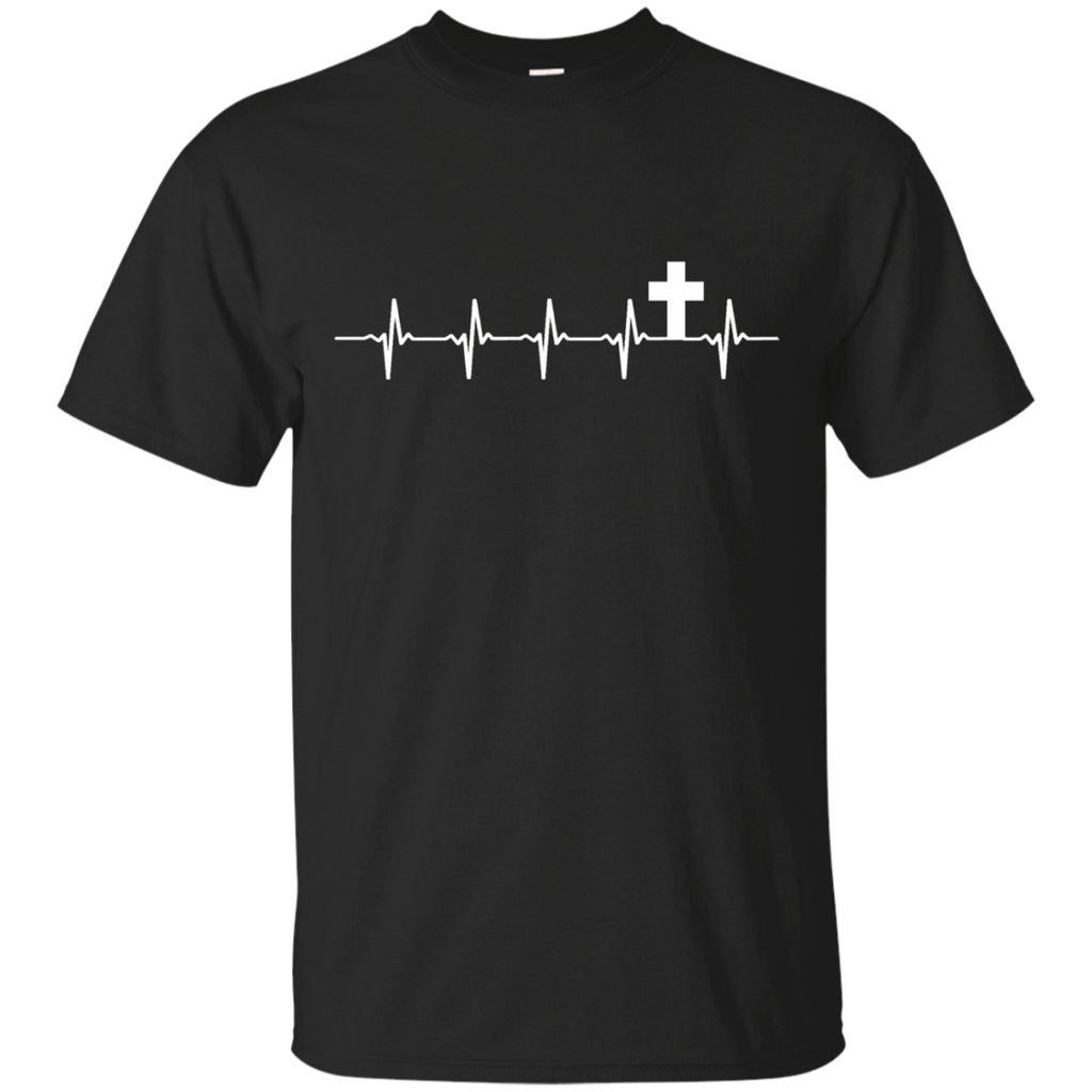 Jesus Shirts Christian Heartbeat Cross T-shirts