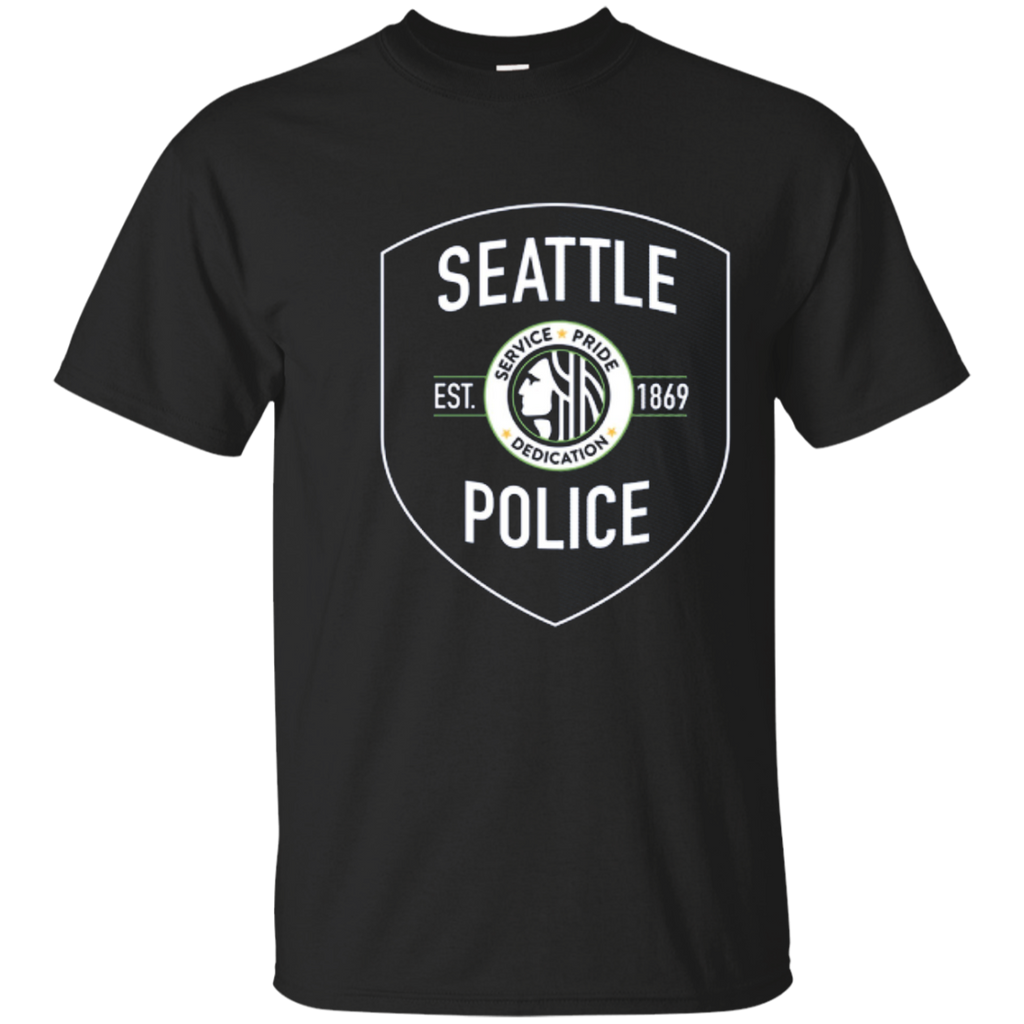 Seattle Police Dept Shield Badge T Shirt Tee_Navy