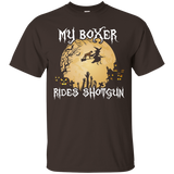 Halloween Costumes Boxer Dog Shirt - My Boxer Rides Shotgun_black=