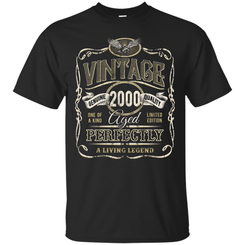 Vintage Premium Made In 2000 T-Shirt 17th Birthday Gift_Black