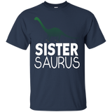 Sister Saurus Dinosaur Shirt Matching Family Tribe Daughter_Black