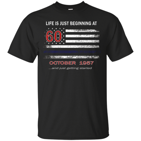 60th Birthday Gift Flag Tshirt Born In 1957 For 60 Years Old_black