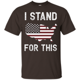 I Stand For This - I Don't Kneel American Flag Map Shirt_black