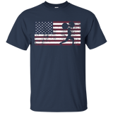 American Flag Weightlifting Training T-shirt Usa Patriotic_black