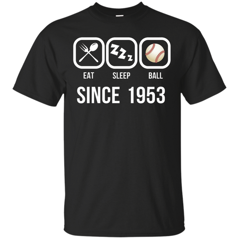 Eat Sleep Baseball Since 1953 T-shirt 64th Birthday Gift Tee_black=