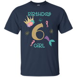 Mermaid 6th Birthday Shirt Birthday Girl T Shirt_Black