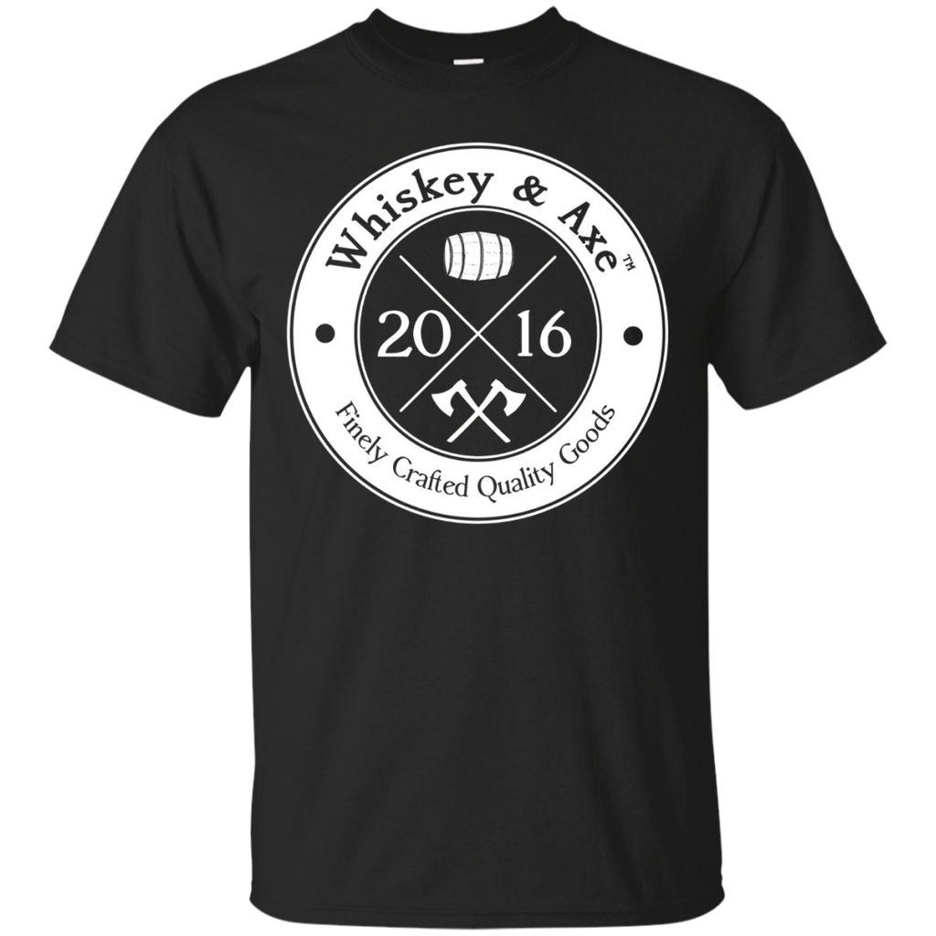 Official Whiskey & Axe Logo T-Shirt - White on Dark_Black