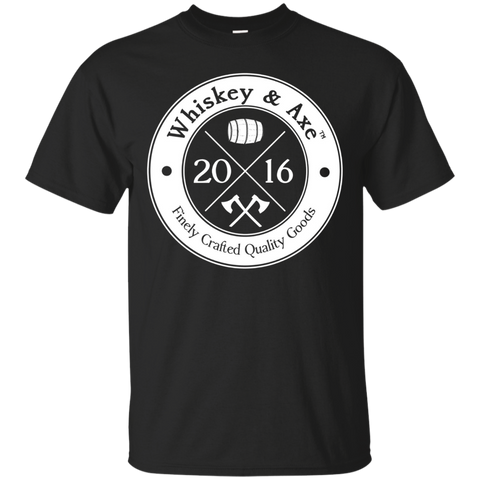 Official Whiskey & Axe Logo T-Shirt - White on Dark_Black