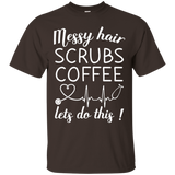 Womens Messy Hair Scrubs Coffee Lets Do This T-Shirt Christmas_Black