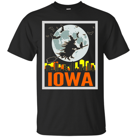 Retro IOWA Halloween Witch Eclipse Shirt Black Cat Broom_Black
