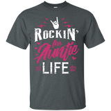 Rockin the Auntie Life Shirt Cool Tee for Aunt Mothers_Black