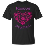 Rescue Dog Mom Pretty Unique Paw Heart Dog Lover T-shirt!_black=