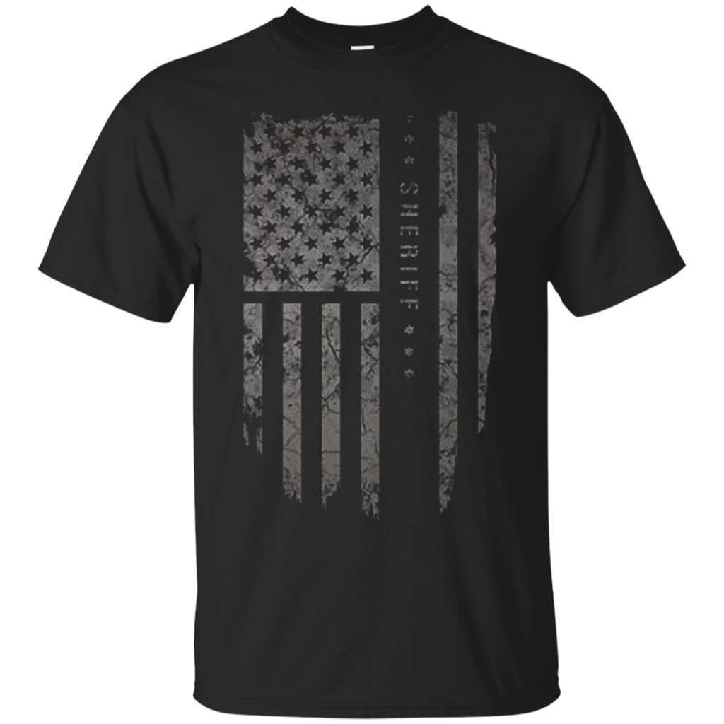 Sheriff Thin Blue Line American Flag Shirt_Black