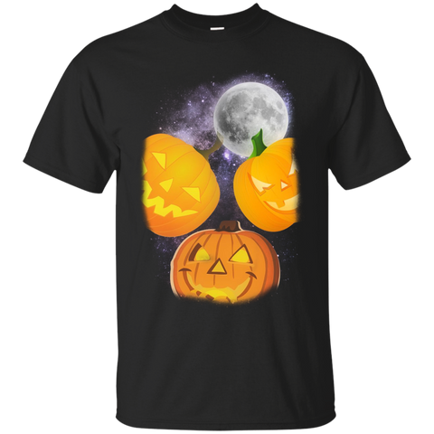 Three Moon Jack O Pumpkin Heads Halloween Costume T-Shirt_Black