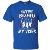 Native Blood Runs Through My Veins Native American T-Shirt_Navy