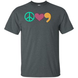 Peace, Love, And The Oxford Comma Writers T-shirt_Black
