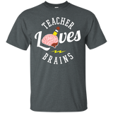 Funny Halloween Costume T-shirt Teacher Loves Brains Shirt_black=