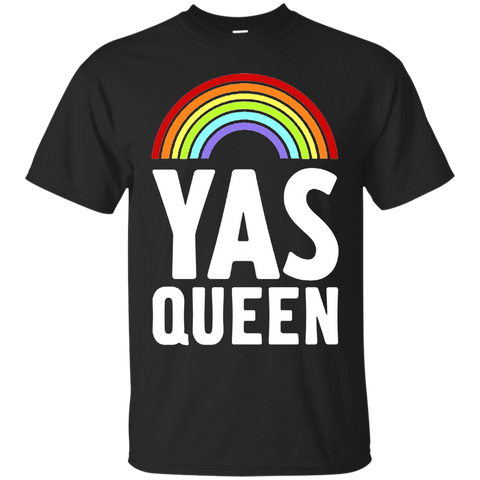 raimbow gay pride flag yas queen lgbt homo lesbian t shirts_Black