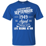 September 1949 68th Birthday Gifts 68 years old Bday Tee_Black