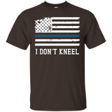 I Don't Kneel - Proud To Stand Anthem Thin Blue Line Tee_black