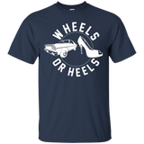 Wheels Or Heels Boy Or Girl Gender Reveal Pregnancy T-shirt_black=