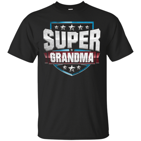 Women's SUPER GRANDMA T-Shirt Funny Superhero Grandma Tee Shirt_Black