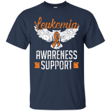 Support Leukemia Awareness Owl T-shirt Orange Ribbon_black=