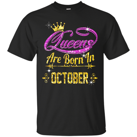 Queens Are Born In October t shirt_Black